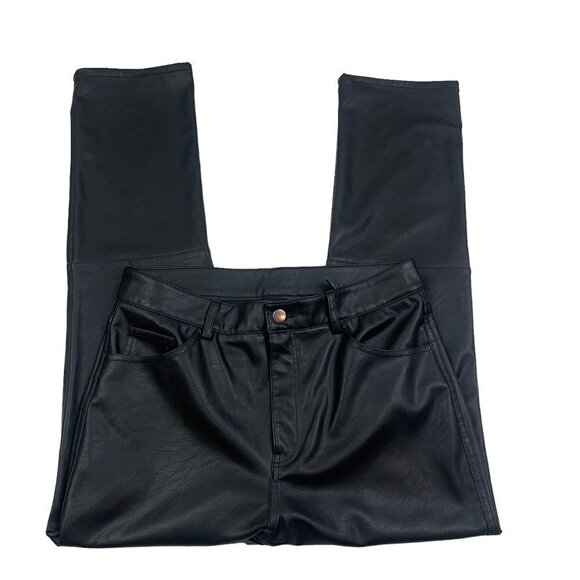 H&M Faux/Vegan Leather 5 Pocket Hi-Waisted Pants Women's Size 10 - Picture 2 of 8